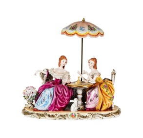 Larry Flynt: A Porcelain Figural Group of Two Seated Ladies