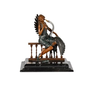 Larry Flynt: An Art Deco-Style Figure of a Woman with Swan