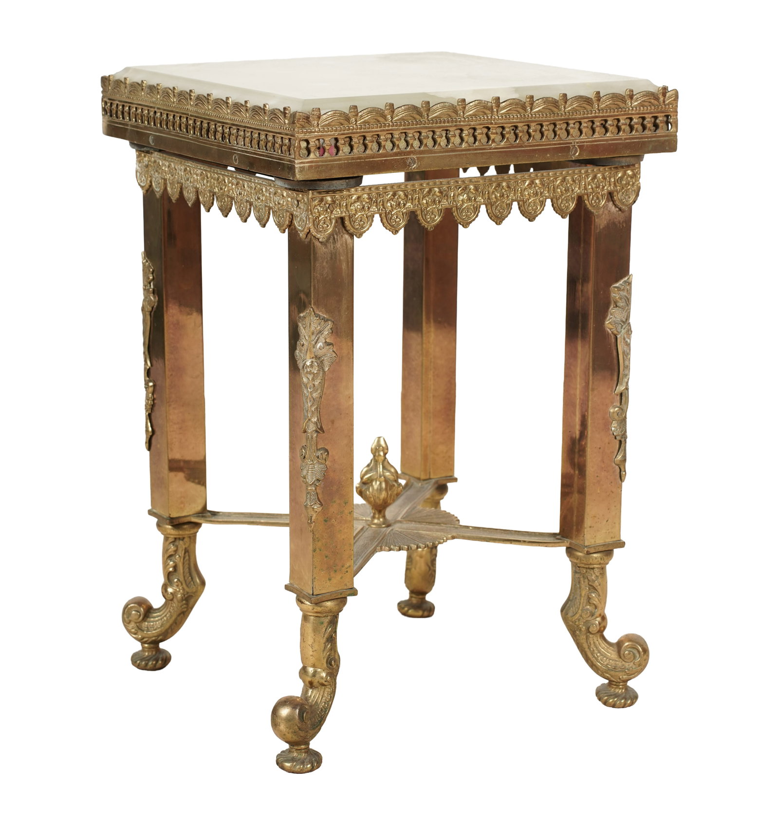 Larry Flynt: An American Brass, Iron and Onyx Table: 21 x 14 x 14 in. (53.3 x 35.6 x 35.6 cm.)