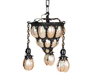 Larry Flynt: A Metal, Shell, and Glass Ceiling Light FIxture