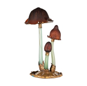 Larry Flynt: An Art Glass and Patinated Metal Mushroom-Form Table Lamp
