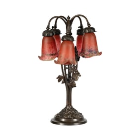 Larry Flynt: An Art Nouveau-style Bronze and Art Glass Table Lamp