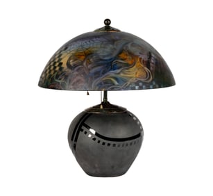 Larry Flynt: An Art Deco-Style Ceramic and Reverse-Painted Glass Table Lamp