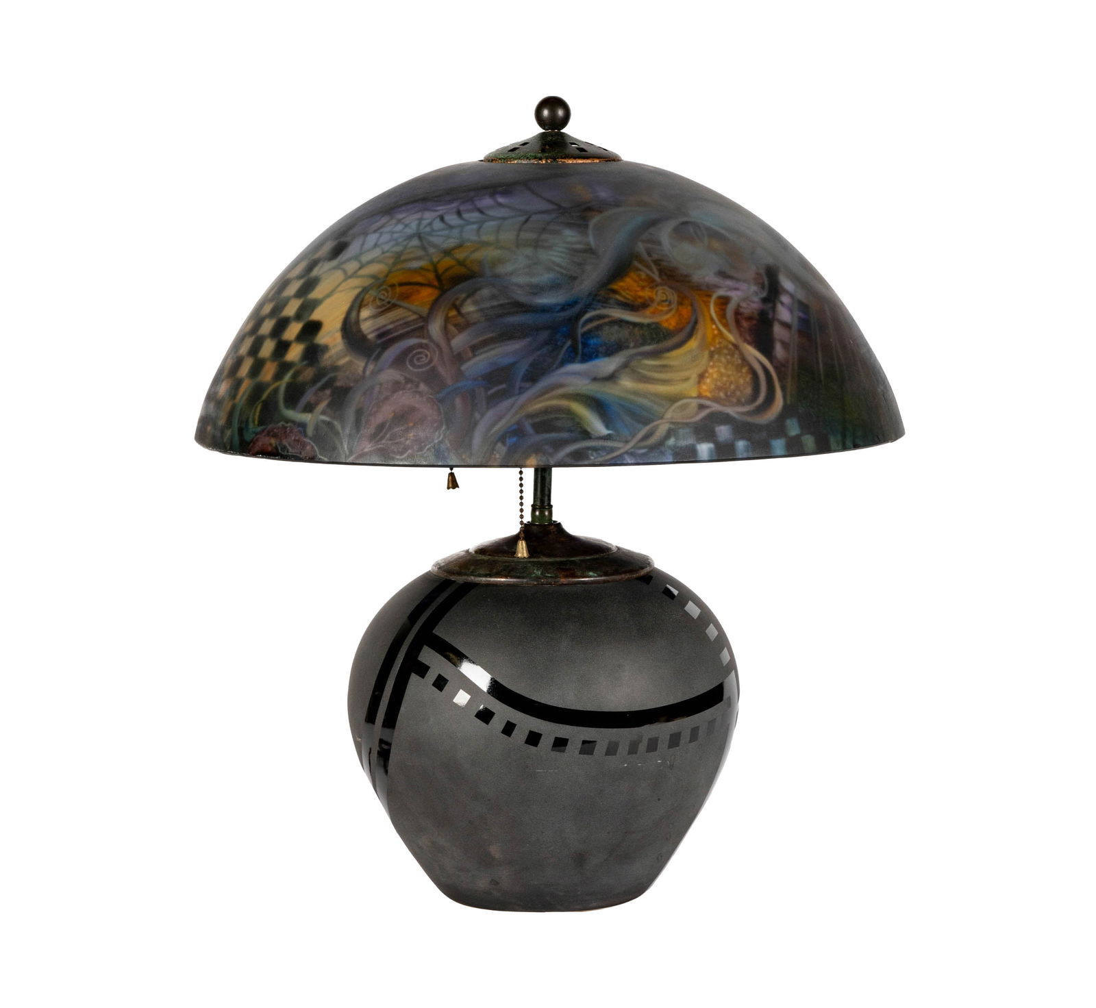 Larry Flynt: An Art Deco-Style Ceramic and Reverse-Painted Glass Table Lamp (1 of 15)