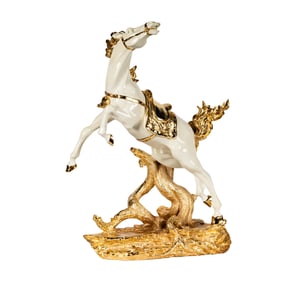 Larry Flynt: A White and Gilt Resin Figure of a Horse