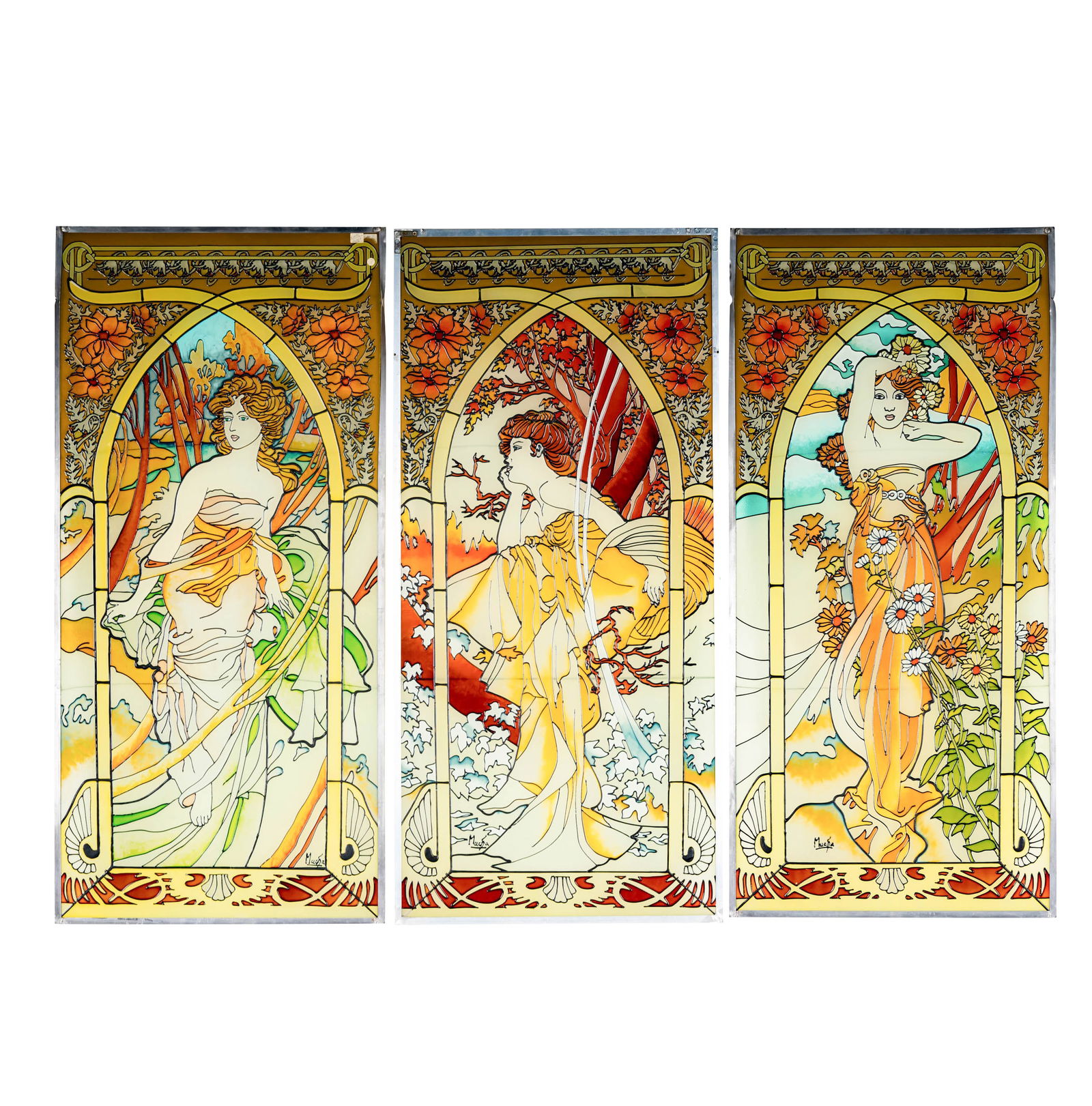 Larry Flynt: Three Art Nouveau-Style Glass Panels (1 of 17)