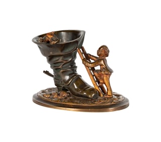 Larry Flynt: A Bronze Figural Group of Children Climbing a Boot
