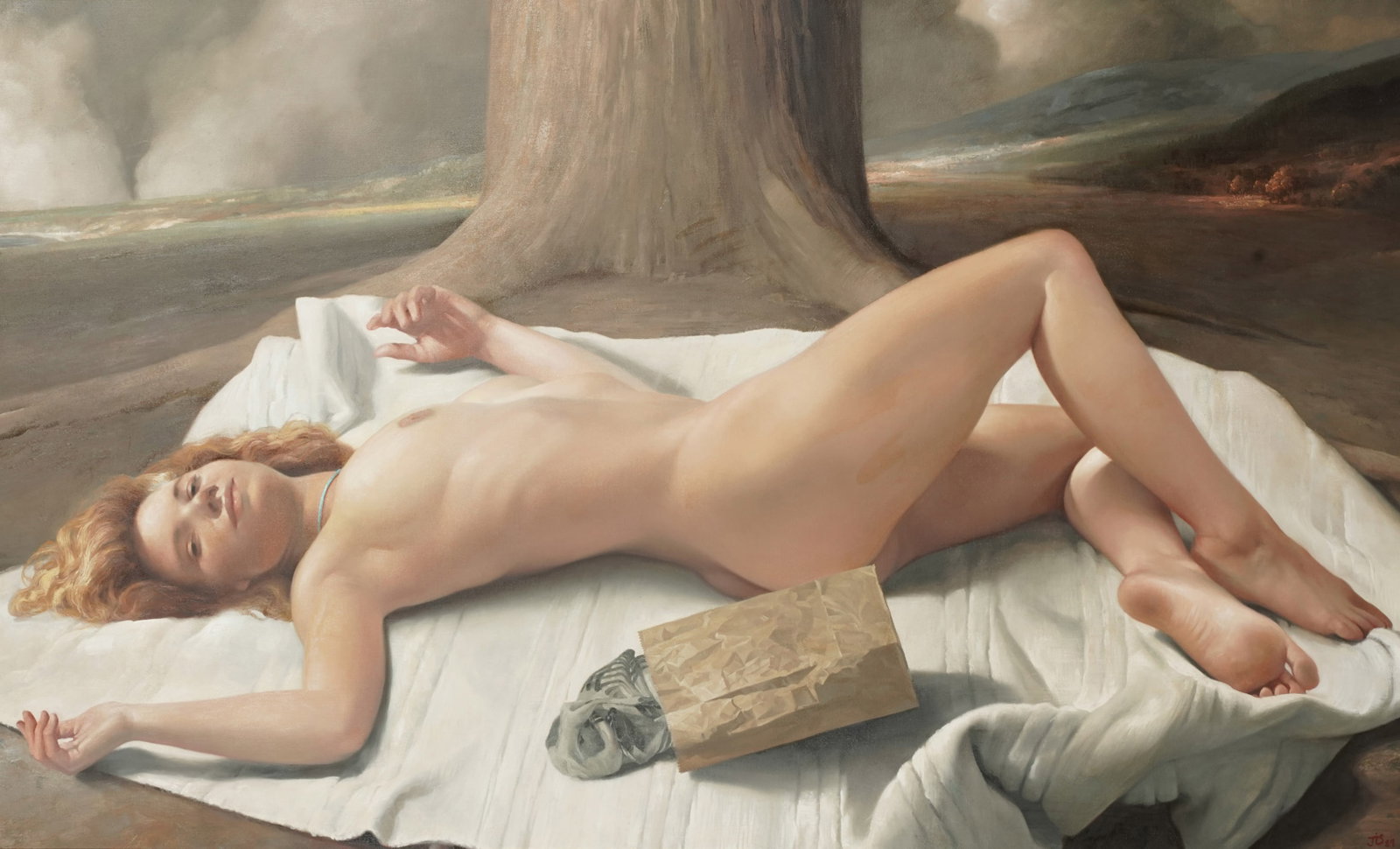 Larry Flynt: Nude: oil on canvas; signed and dated lower right 36 x 60 in. (91.4 x 152.4 cm.) Frame: 45 x 69 in. (114.3 x 175.3 cm.)