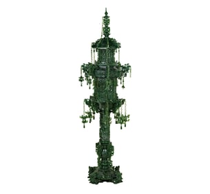 Larry Flynt: A Monumental Chinese Carved Green Jade Pagoda