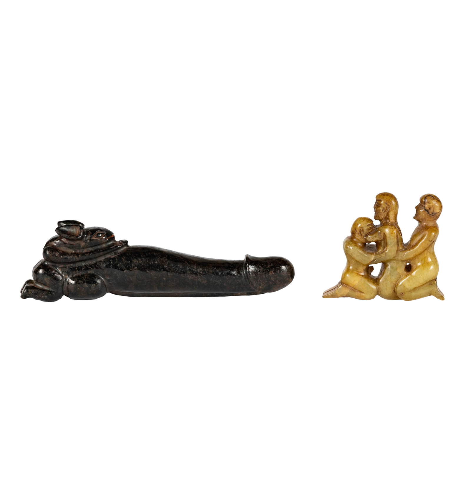 Larry Flynt: Two Erotic Stone Carvings: each unsigned 9 in. (22.9 cm.) wide and 4 in. (10.2 cm.) high