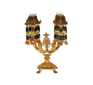 Larry Flynt: A Gilt Metal Twin-Light Boudoir Lamp