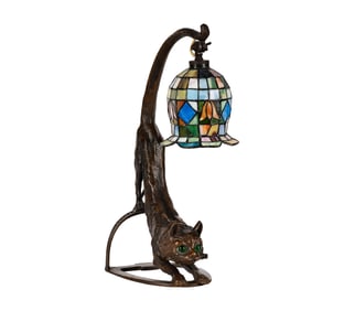 Larry Flynt: A Bronze CatFigure Table Lamp