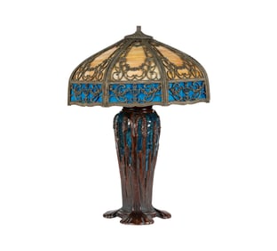 Larry Flynt: An American Leaded Glass and Metal Table Lamp