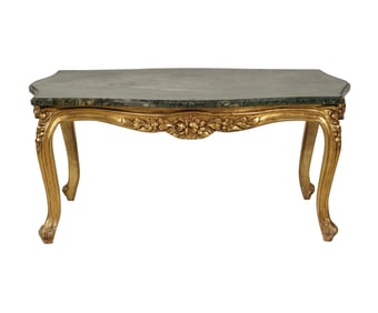 Larry Flynt: A Rococo-Style Giltwood Marble-Top Coffee Table