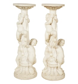 Larry Flynt: A Pair of Carved Marble Pedestals