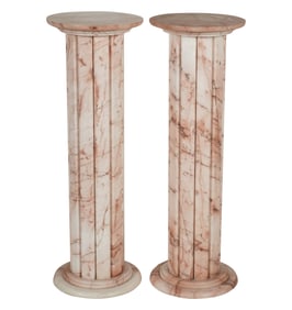 Larry Flynt: A Pair of Pink Fluted Marble Pedestals
