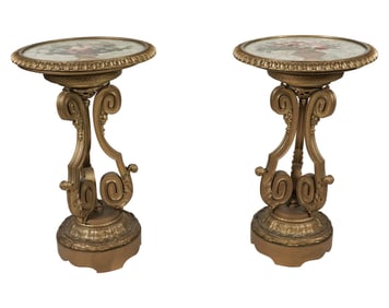 Larry Flynt: A Pair of Gilt Metal and Mosaic End Tables