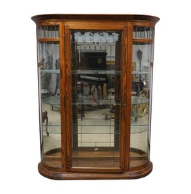 Larry Flynt: An Oak and Etched Glass Curio Cabinet