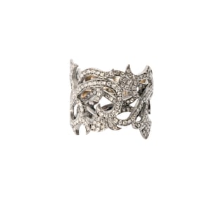 18 Karat Oxidized Gold and Diamond Ring