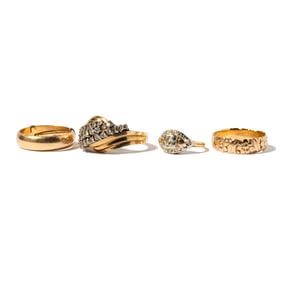 Group of Four 14 Karat Gold Rings