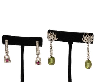 Two Pairs Of Gem-set Earrings