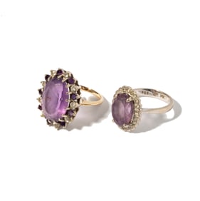 Two 14 Karat Amethyst Rings