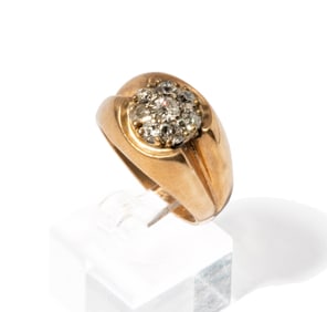 14 Karat Yellow Gold Diamond Men's Ring