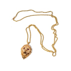 14 Karat Yellow Gold Lion Pendant and Chain
