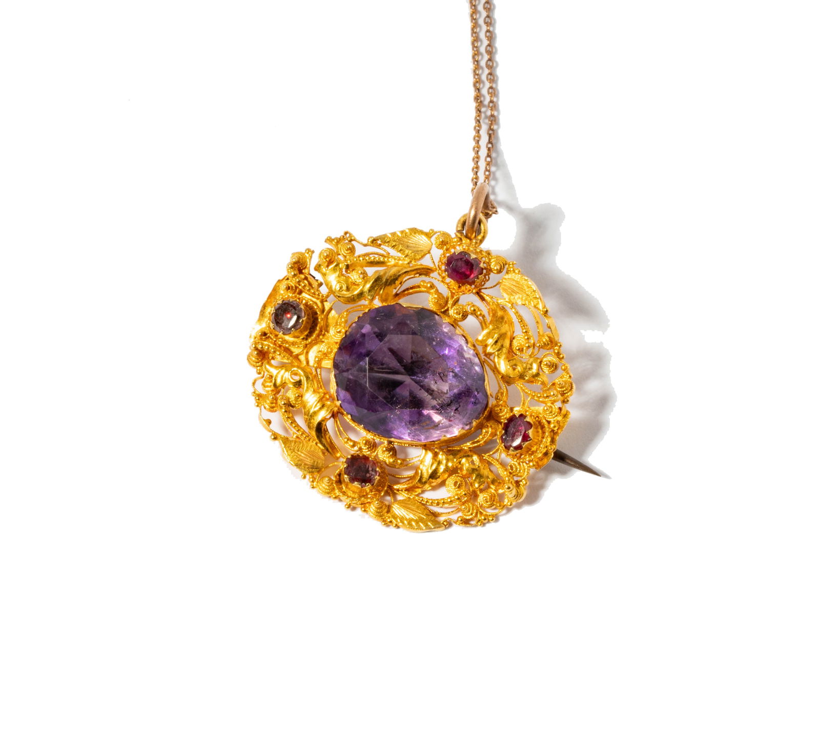 18 Karat Yellow Gold and Multi-Stone Pendant/Brooch (1 of 7)