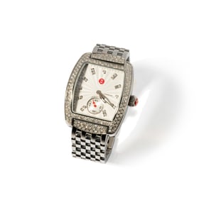 Michele Stainless Steel and Diamond 'Urban Mini' Watch