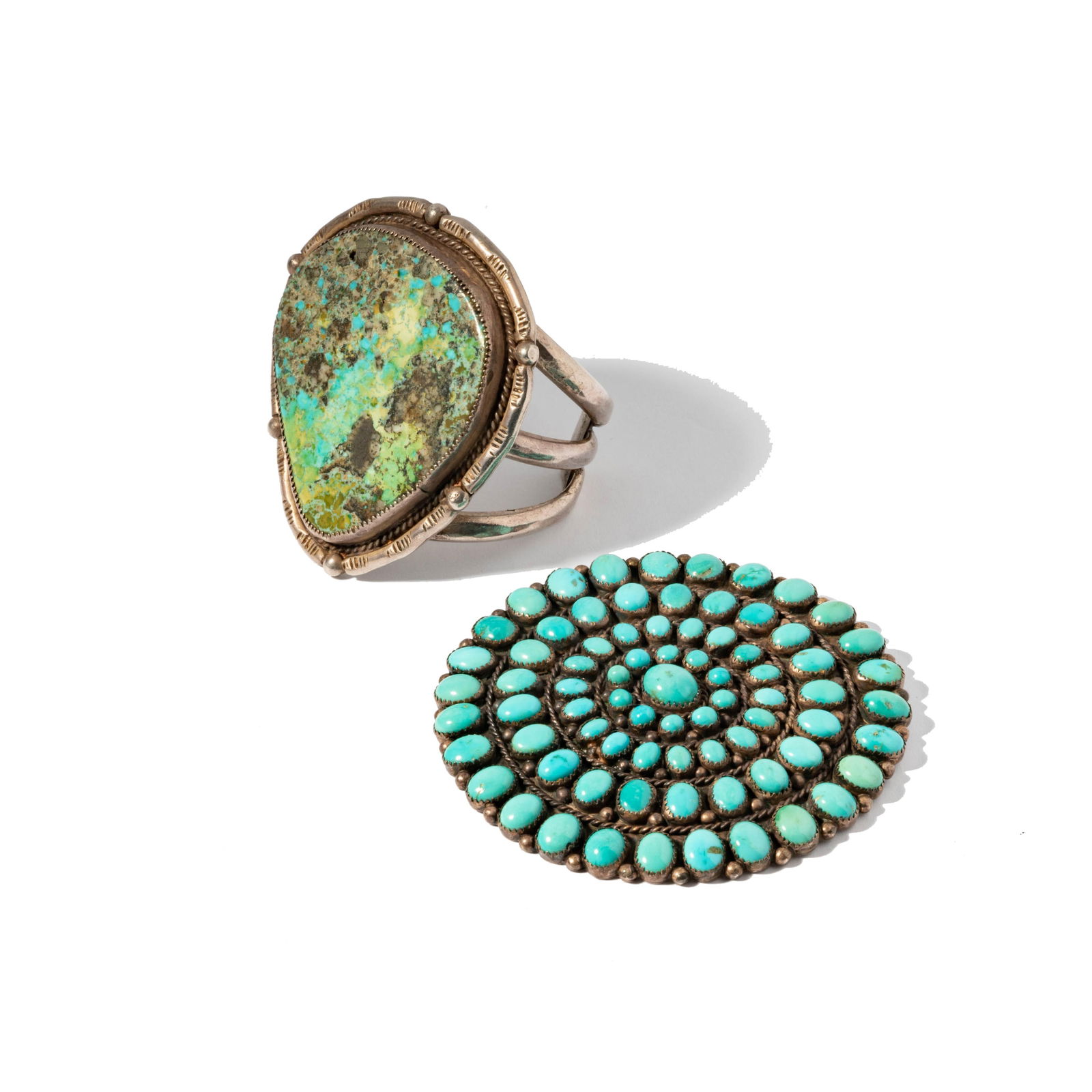 Sterling, Turquoise Cuff and Brooch (1 of 8)