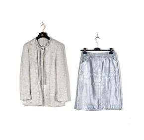 A Chanel Tweed Jacket and Metallic Leather Skirt