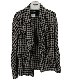 A Chanel Black and White Houndstooth Tweed Jacket