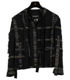 A Chanel Black and Gold Tweed Jacket