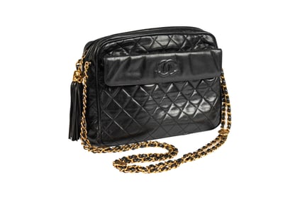 A Vintage Chanel Quilted Black Leather bag