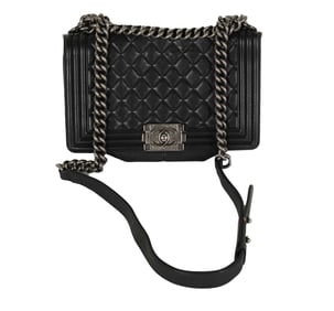 A Chanel Black Leather Quilted Boy Bag