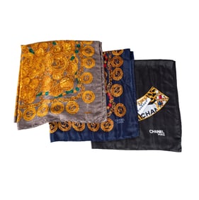 Three Chanel Silk Scarves