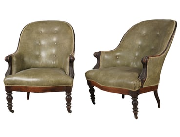 A Pair of Victorian Mahogany Tub Chairs