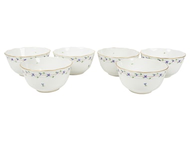 Six Herend Blue Garland Porcelain Bowls