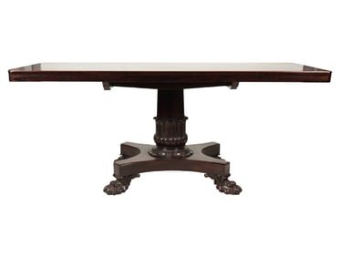 A Carved Walnut Pedestal Library Table