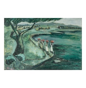 Pachita Crespi, 1900-1971, Figures in a Coastal Landscape