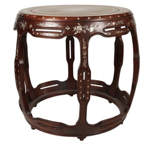 A Chinese Mother-of-Pearl Inlaid Drum Table