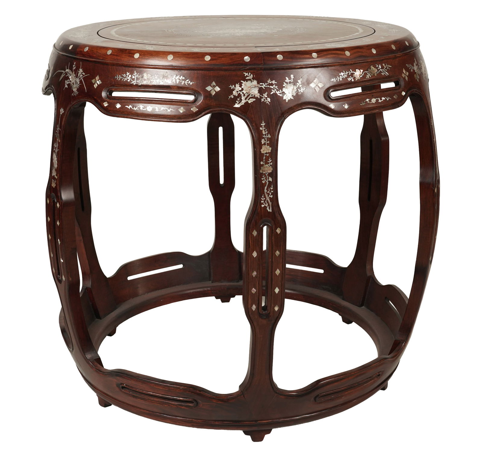 A Chinese Mother-of-Pearl Inlaid Drum Table (1 of 14)