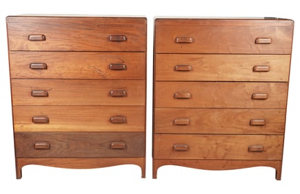 A Pair of Teak Tall Chests of Drawers