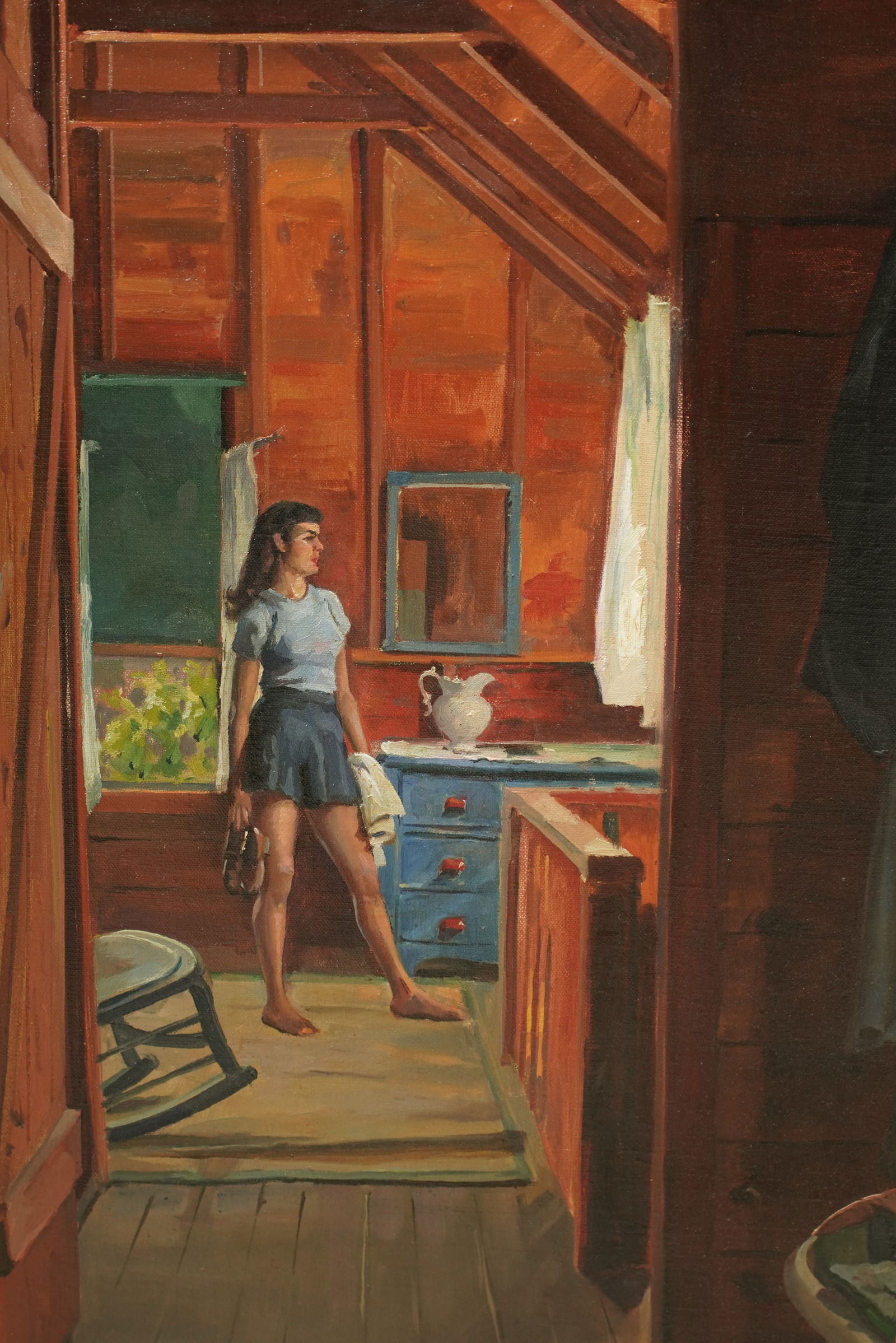 Joseph Newman, 1890 - 1979, At the Beach House: oil on canvas signed lower left, and with estate stamp verso 30 x 24 in. (76.2 x 61 cm.) Frame: 33 1/2 x 27 1/2 in. (85.1 x 69.9 cm.) Provenance: Collection of Ron and Susan Vander Molen