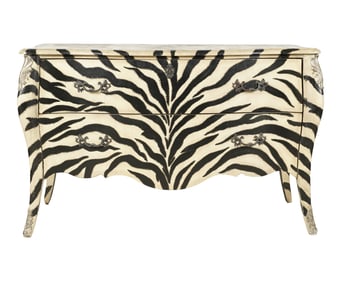 A Hooker Zebra Stripe Painted Wood Commode