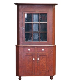 An American Grain-Painted Corner Cabinet