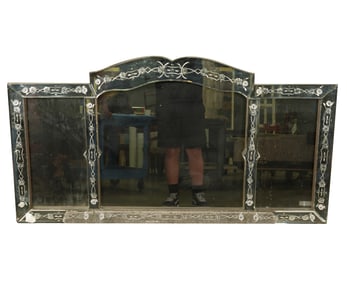 An Etched Glass Overmantel Mirror