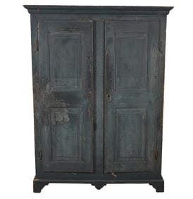 An American Blue-Painted Cupboard