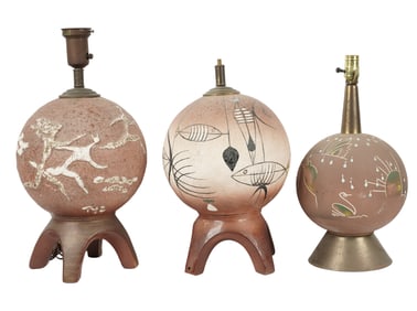Three Tye of California Ceramic Lamps